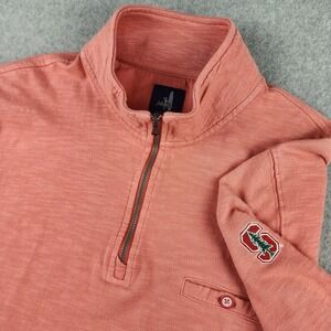 Johnnie-O Stanford 1/4 Zip Pullover Men's M Mock Neck Sweater Pink Salmon